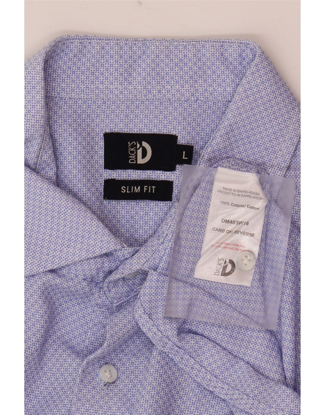 Dack's Camisa ajustada para hombre Algodón azul Argyle/Diamond grande