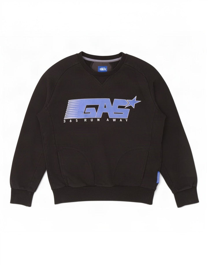 Gas Hombre Sudadera Gráfica Jumper Medium Algodón Negro