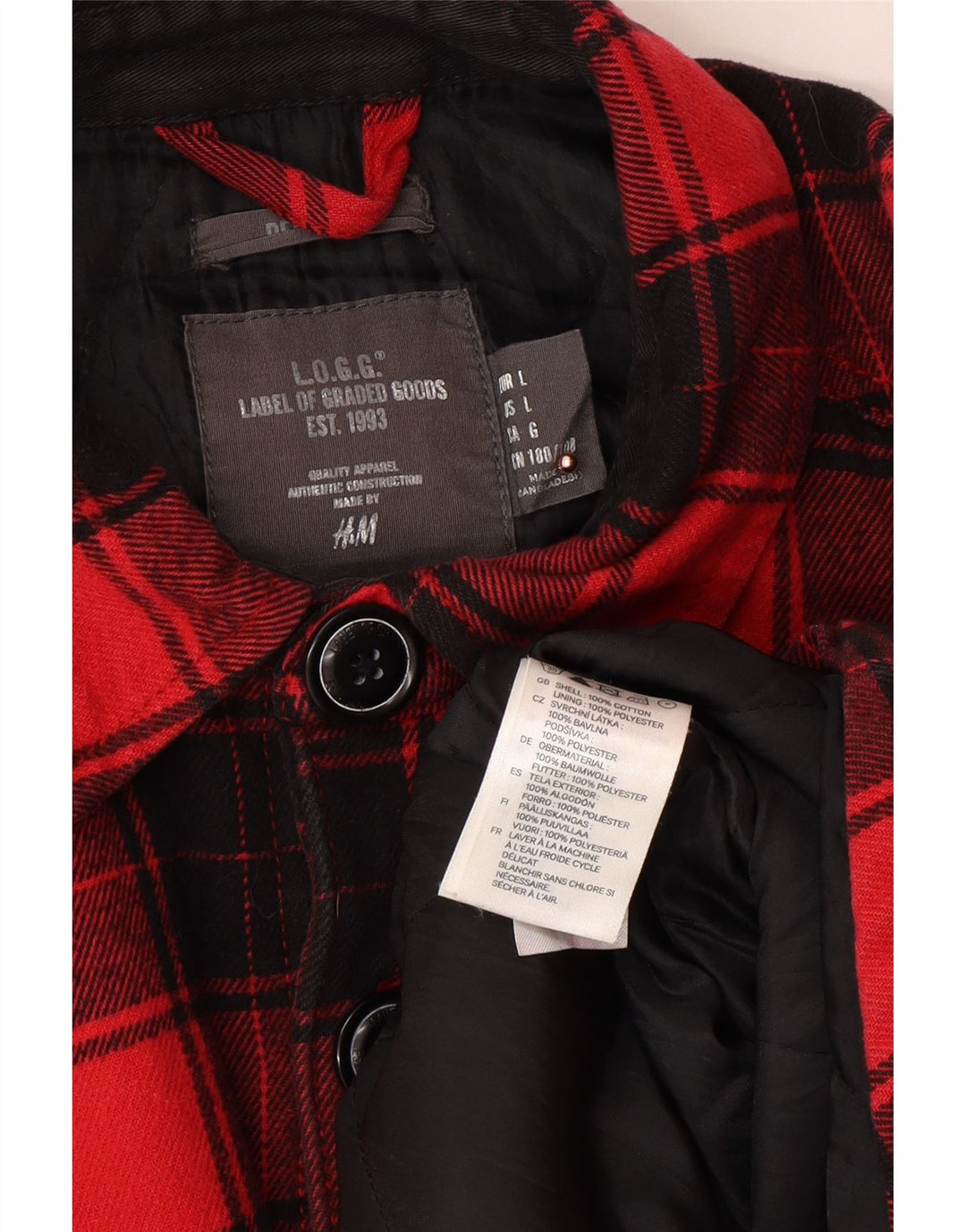H&M Camisa De Franela Lumberjack De Algodón A Cuadros Rosas Grandes |
