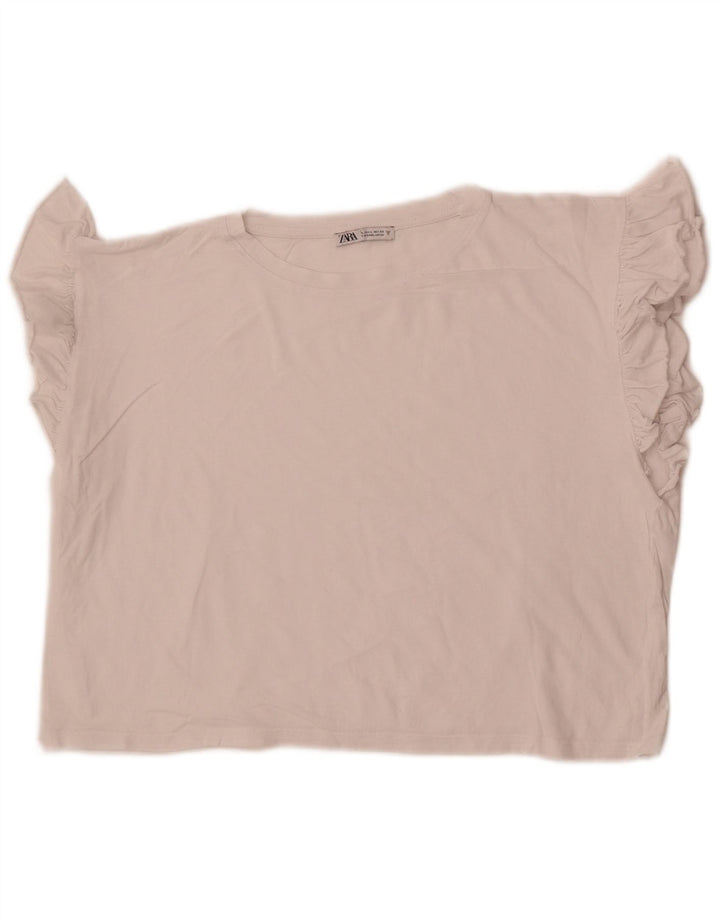 Zara Mujer Blusa Corta Top Reino Unido 46 Grande Blanco