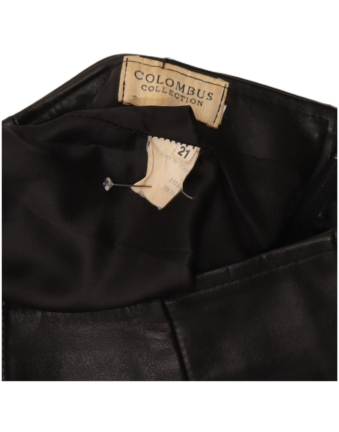 COLOMBUS Falda de cuero para mujer W26 Small Black Leather