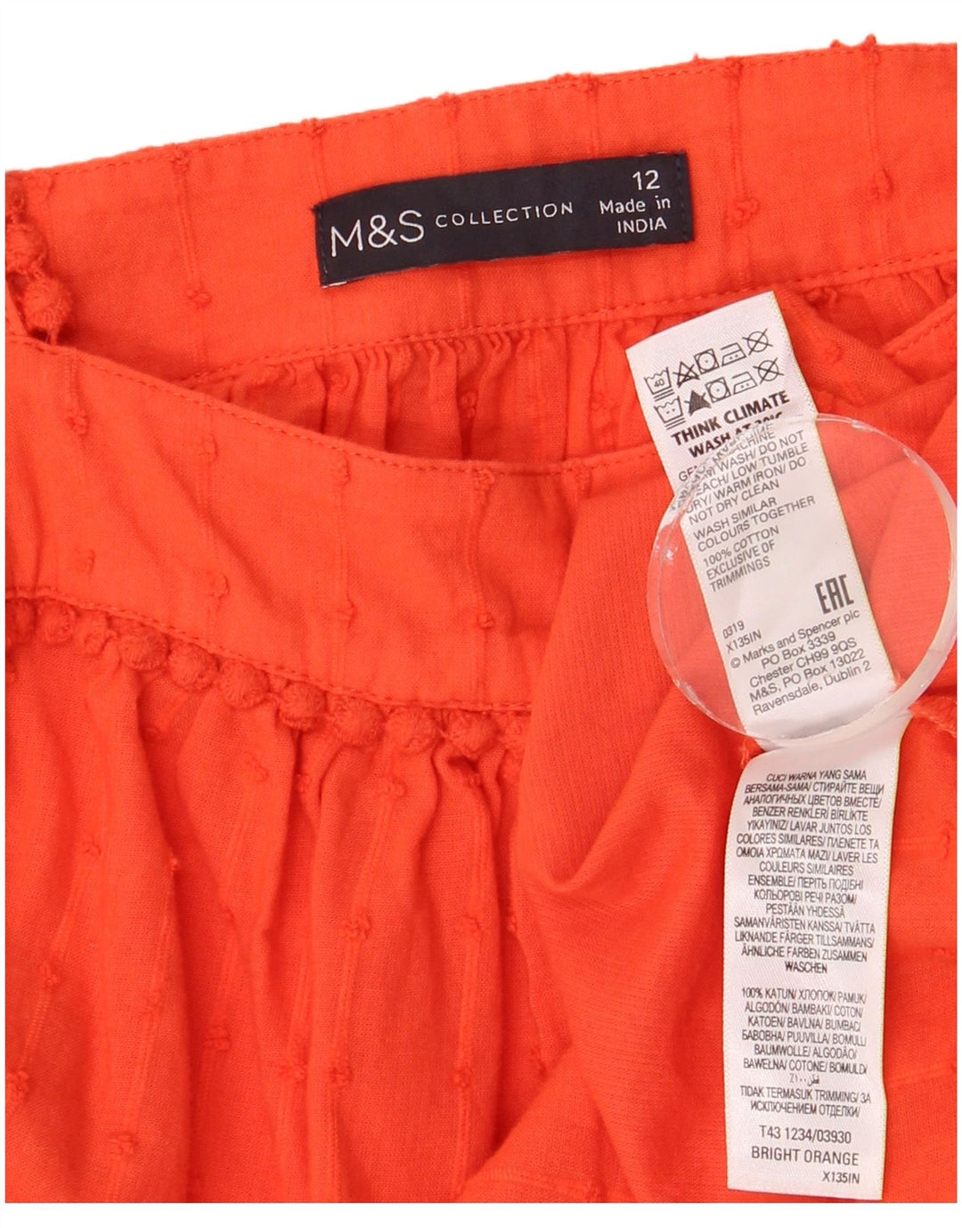 Marks & Spencer Blusa sin mangas para mujer UK 42 Medio Naranja Manchado
