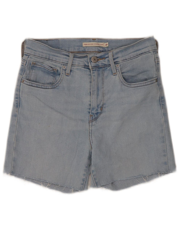 Levi's Mujer 724 Shorts De Mezclilla De Tiro Alto W26 Algodón Azul Pequeño