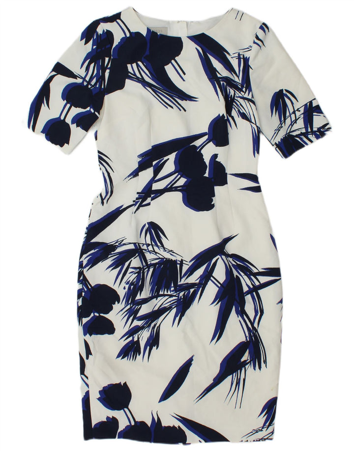 Hobbs Vestido tubo para mujer UK 10 Pequeño poliéster floral blanco