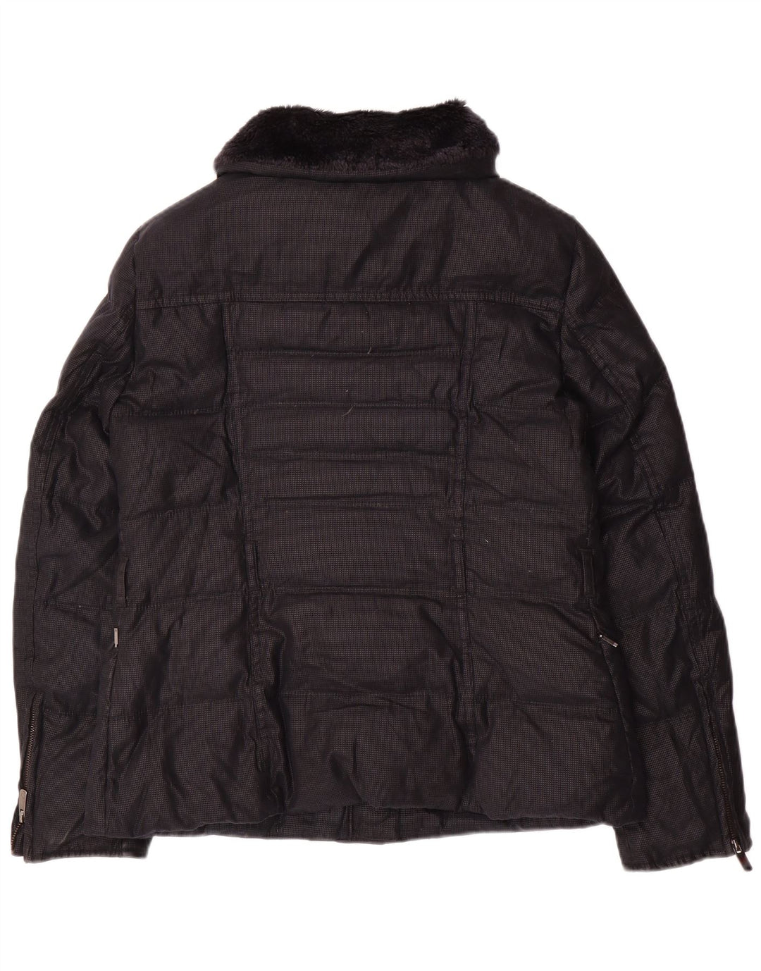 Zara Mujer Chaqueta Acolchada Reino Unido 44 Grande Acrílico Negro