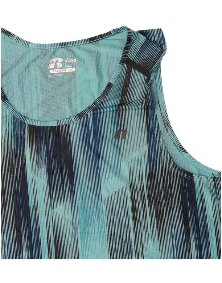 RUSSELL ATHLETIC Camiseta sin mangas para hombre XL Azul Geométrico Poliéster