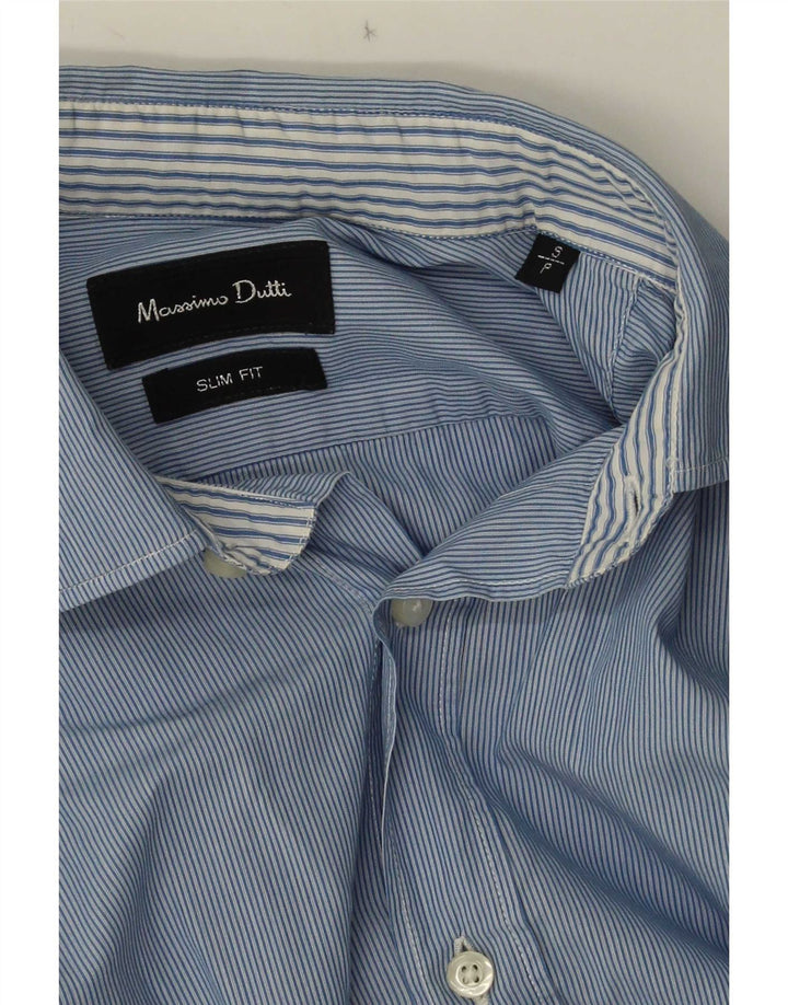 Camisa Massimo Dutti Hombre Slim Fit Algodón Rayas Azul Small