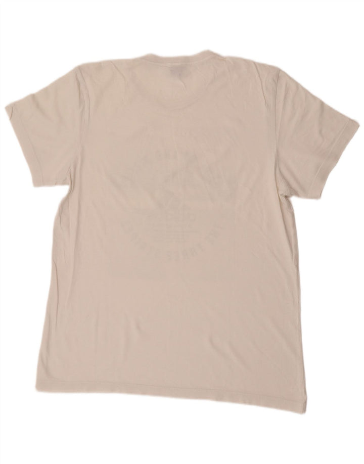 Adidas Camiseta con gráfico de tres rayas para hombre Top mediano blanco