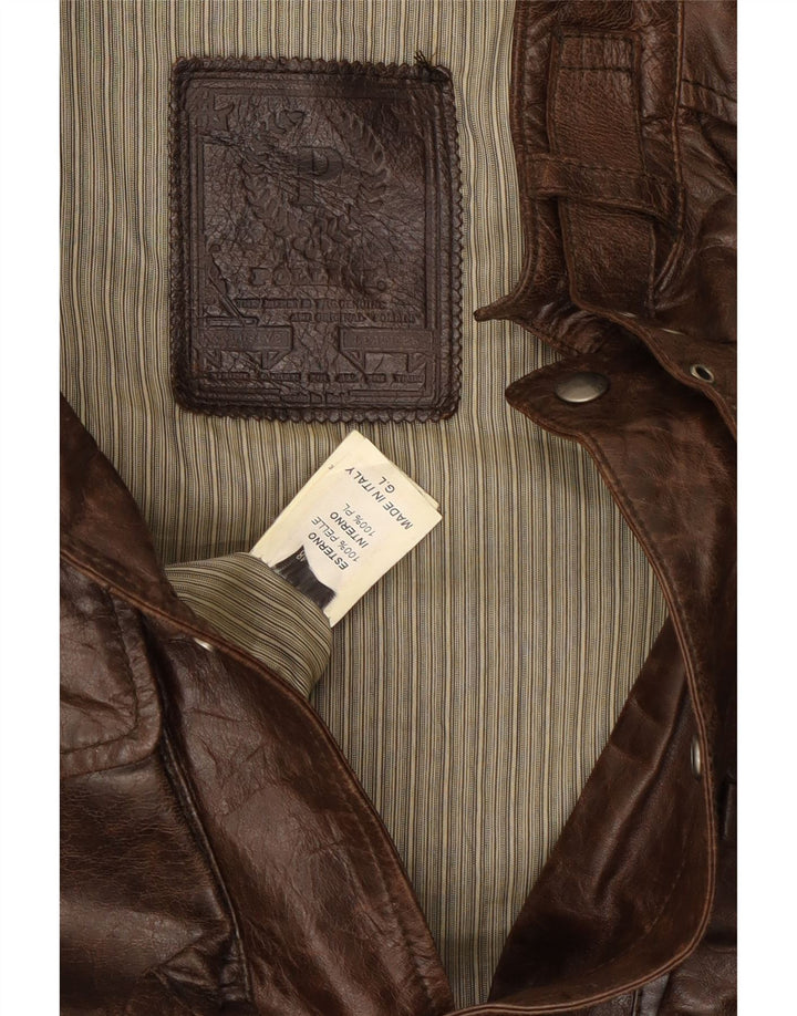 Vintage chaqueta de cuero para hombre Reino Unido 38 cuero marrón medio