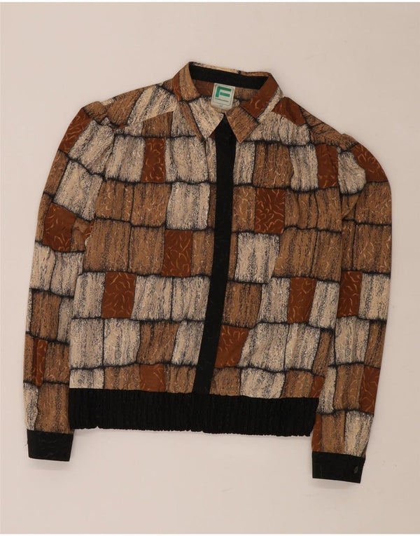 FRANKENWALDER Blusa para mujer EU 42 Grande Marrón Patchwork Poliéster