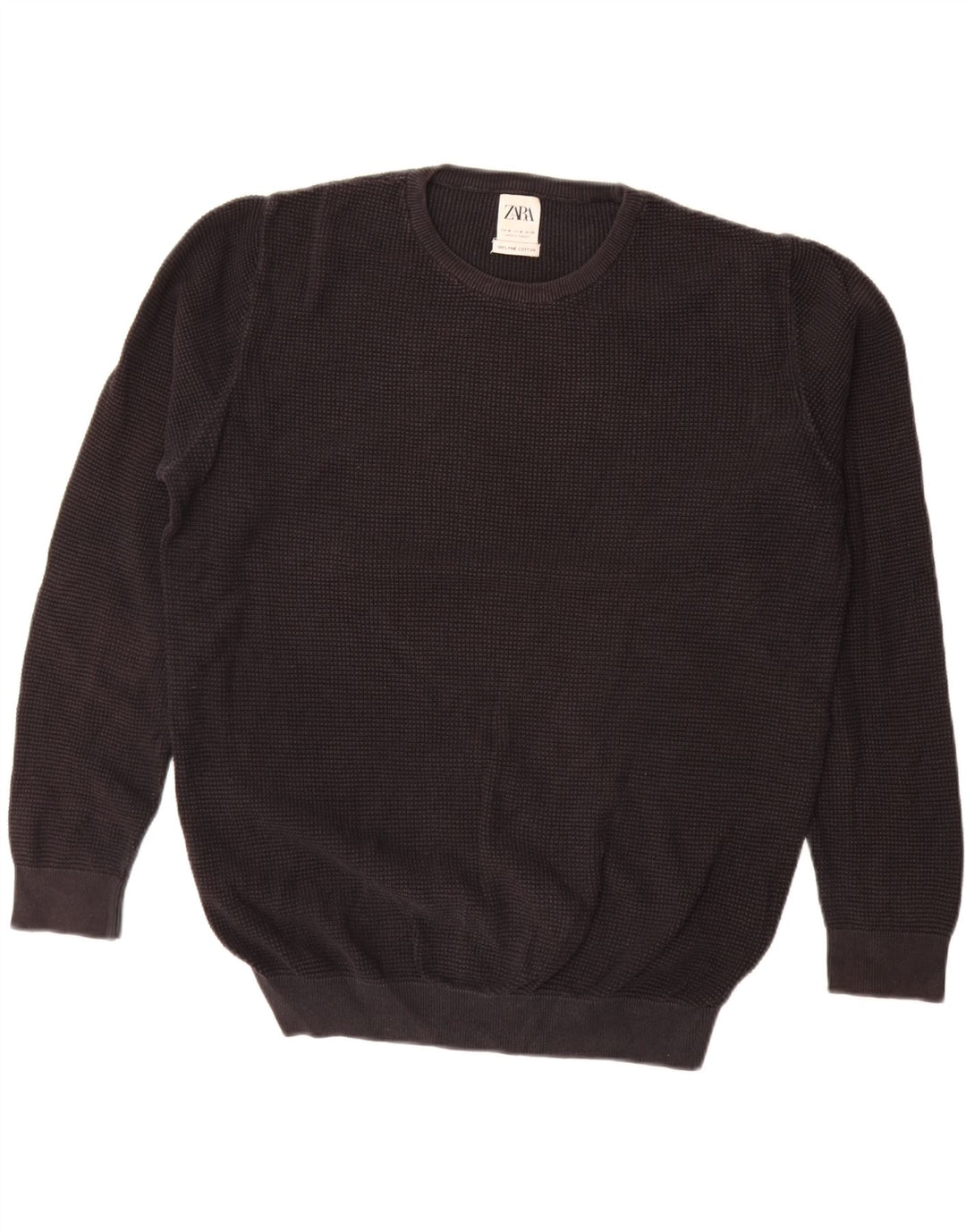 ZARA Hombre Jersey Cuello Redondo Jersey Mediano Negro Algodón