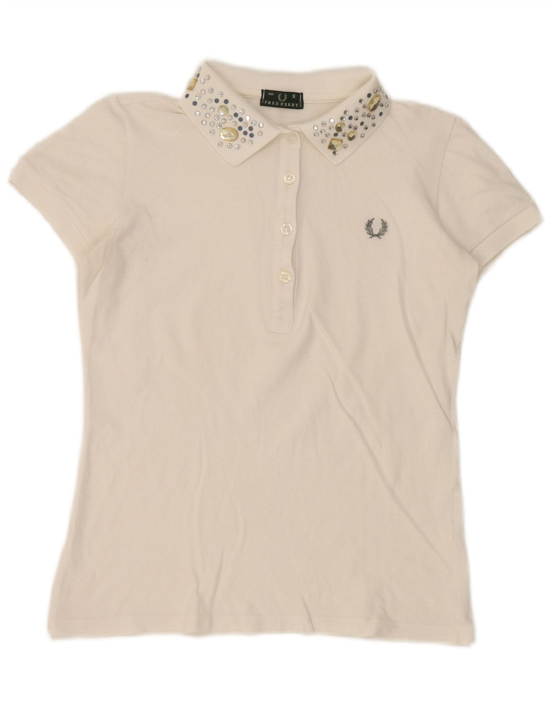 Fred Perry Polo para Mujer UK 10 Small Blanco