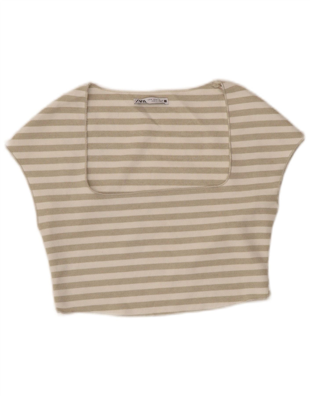 ZARA Mujer Crop Top UK 12 Mediano Blanco A Rayas