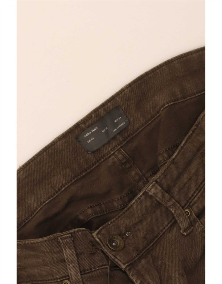 Zara Mens Slim Cargo Pantalones EU 44 Grande W34 L29 Caqui