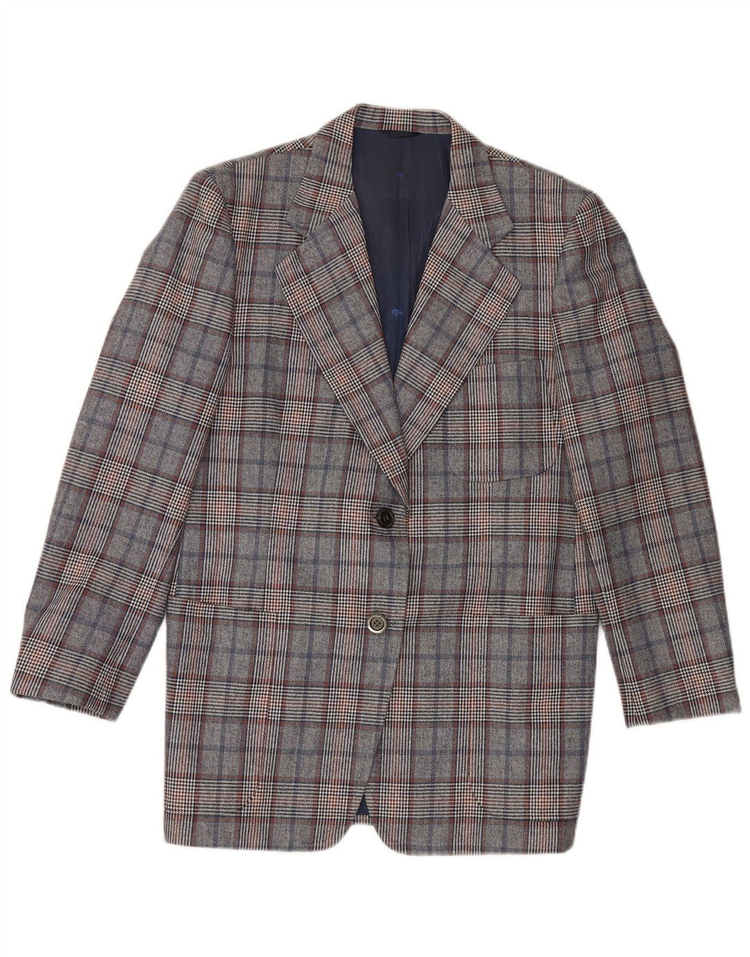 Quantas Chaqueta tipo blazer larga para mujer UK 40 Azul medio Pata de gallo
