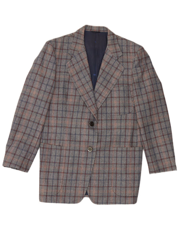 Quantas Chaqueta tipo blazer larga para mujer UK 40 Azul medio Pata de gallo