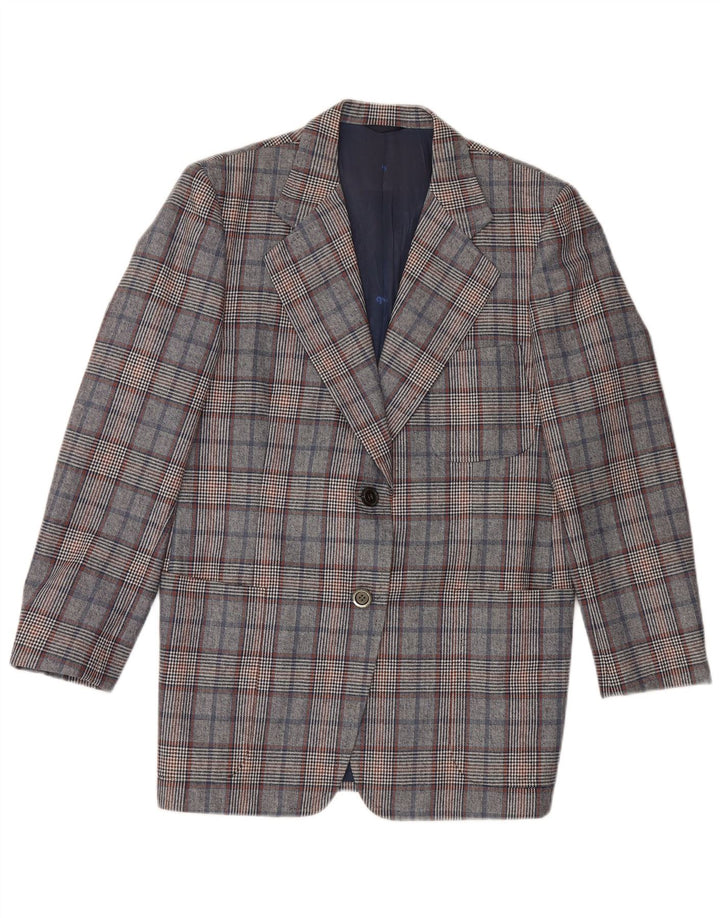 Quantas Chaqueta tipo blazer larga para mujer UK 40 Azul medio Pata de gallo
