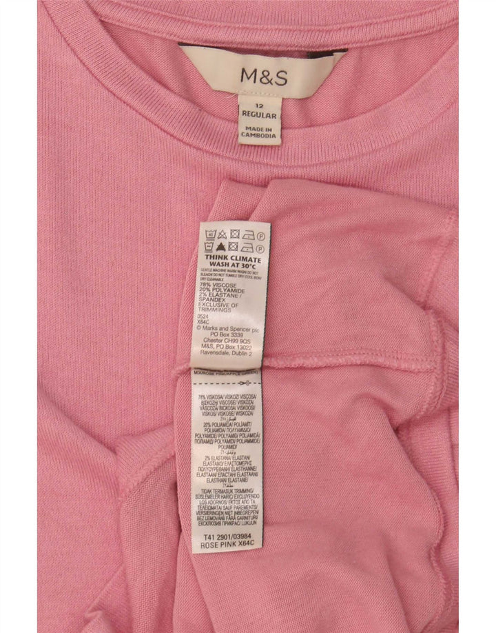 Marks & Spencer Top para mujer de manga larga UK 42 Viscosa rosa mediana