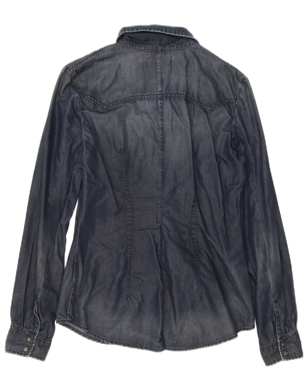 Diesel Camisa Vaquera Mujer UK 40 Mediano Azul Marino Algodón