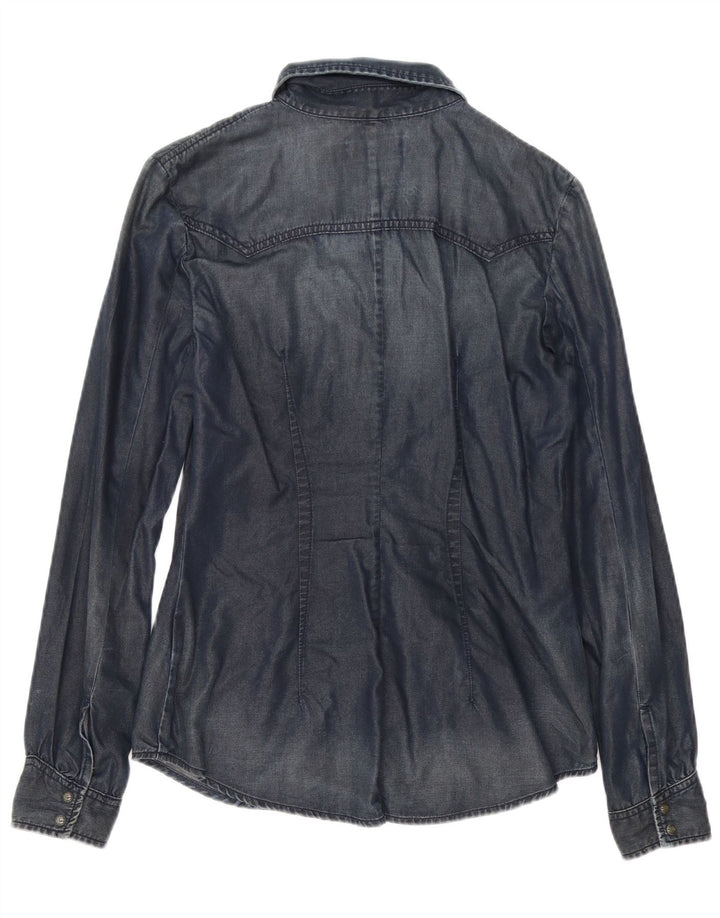 Diesel Camisa Vaquera Mujer UK 40 Mediano Azul Marino Algodón