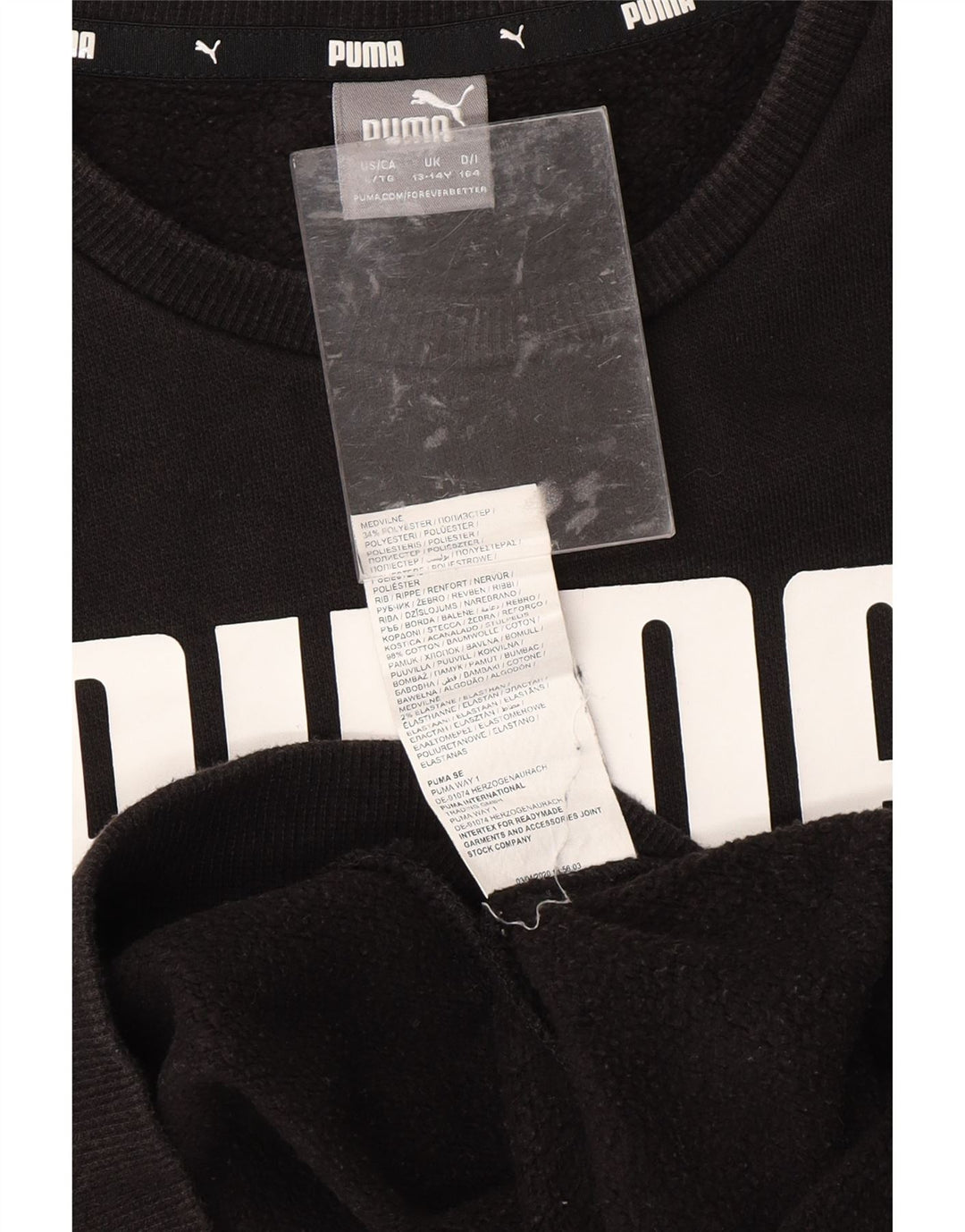 PUMA Sudadera con gráfico para niños 13-14 años Algodón Negro