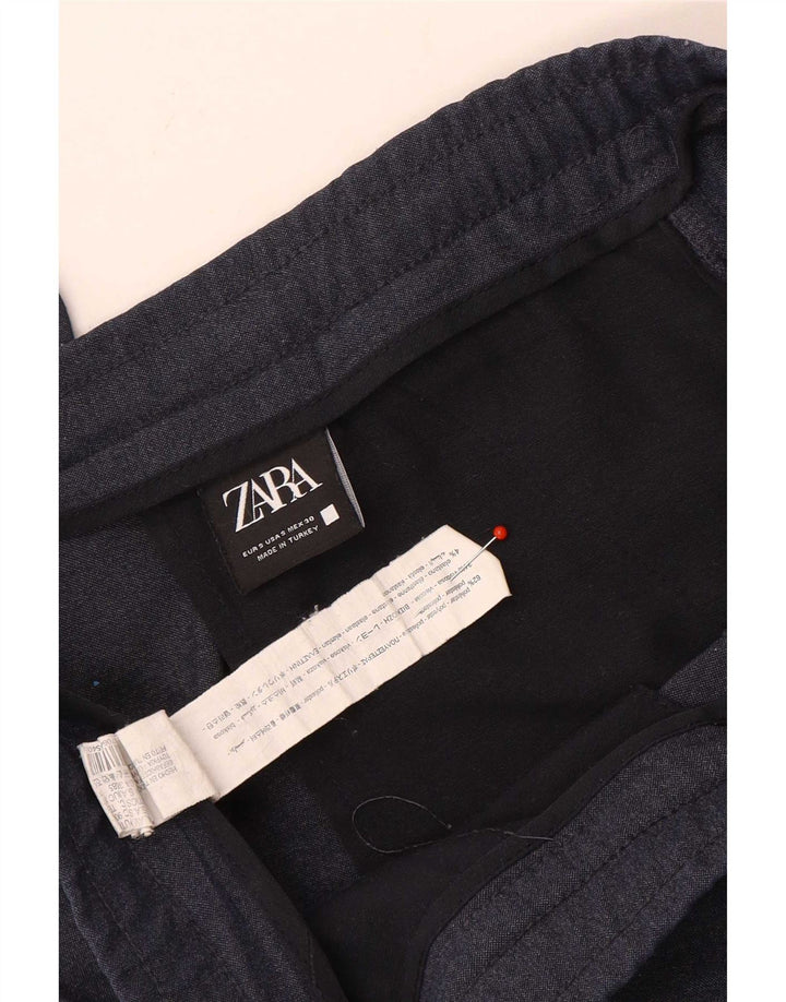 Zara Mens Slim Chino Pantalones Pequeño W30 L30 Azul Marino Poliéster