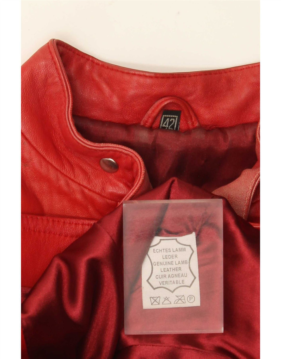 VINTAGE Mujer Crop Leather Racer Chaqueta IT 42 Cuero Rojo Medio