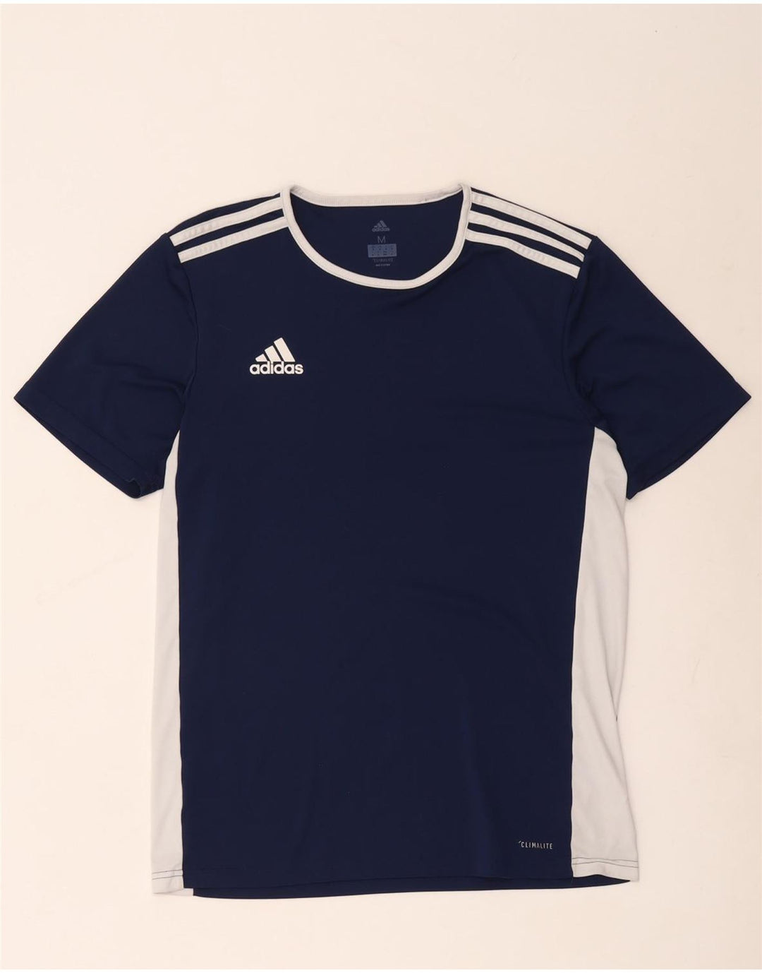 Adidas Hombre Climalite Camiseta Top Medio Azul Marino Colorblock Poliéster