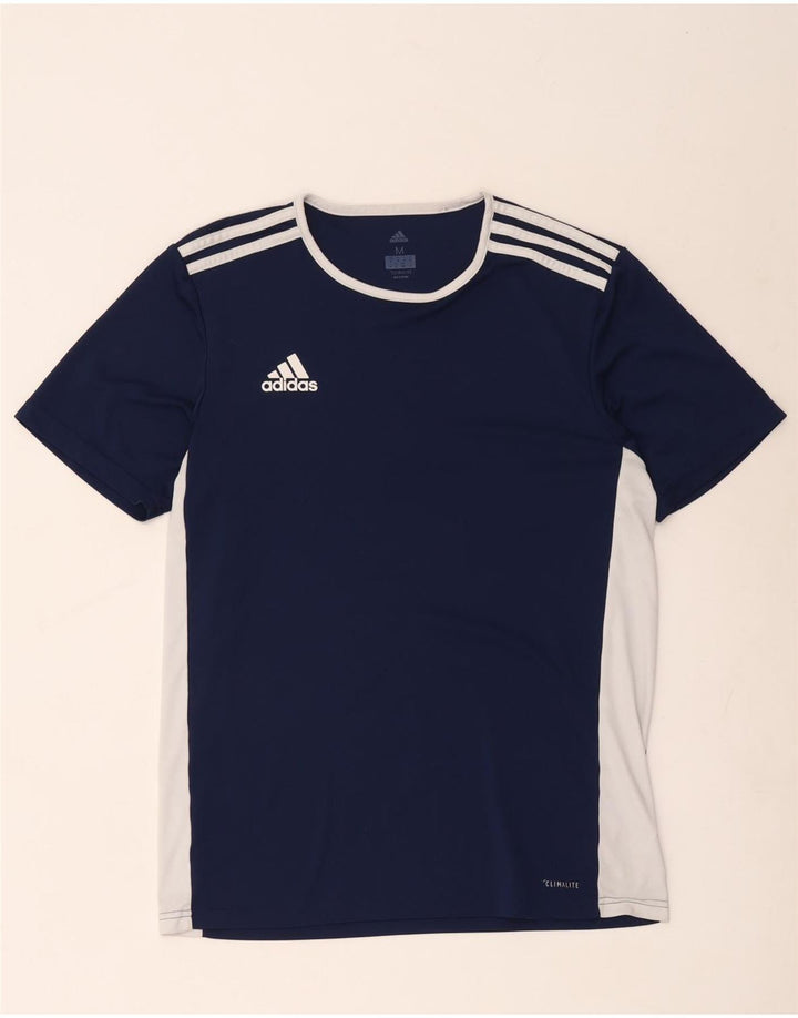 Adidas Hombre Climalite Camiseta Top Medio Azul Marino Colorblock Poliéster