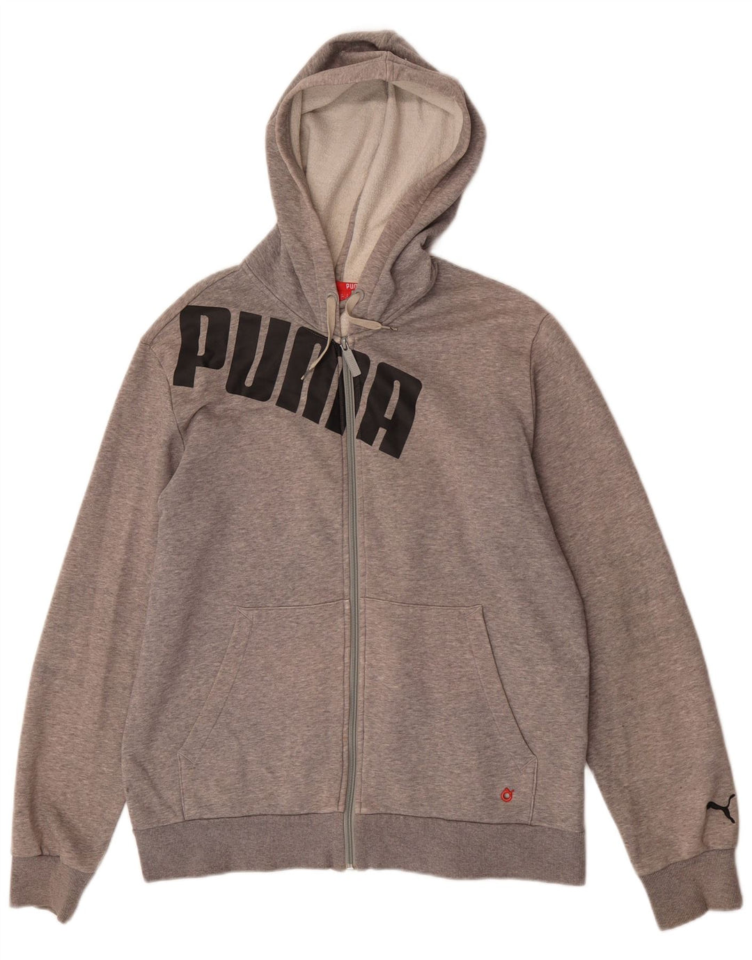 Puma Sudadera con capucha y cremallera gráfica para hombre de algodón gris medio