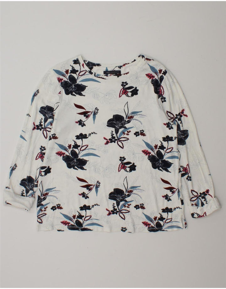 Marks & Spencer Top para mujer de manga larga UK 42 Viscosa floral blanca mediana