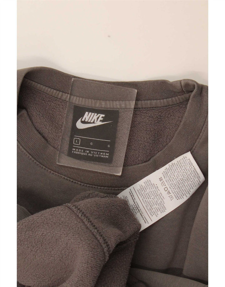 Nike Hombre Sudadera Jumper Grande Gris Algodón