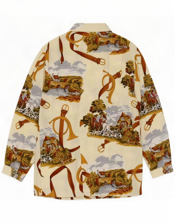 Blusa camisera transparente para montar a caballo vintage para mujer UK 10 Small Off White Retro