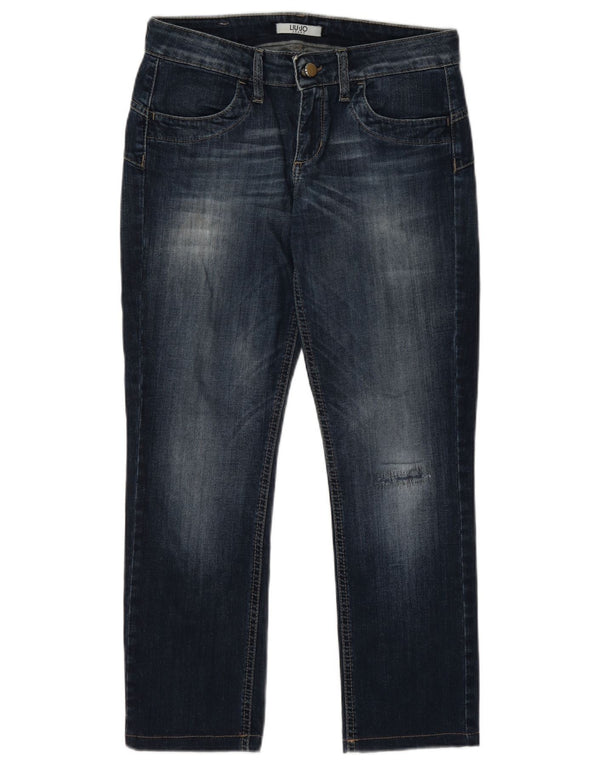 Liu Jo Jeans rectos desgastados para mujer UK 14 Medium W30 L26 Algodón azul