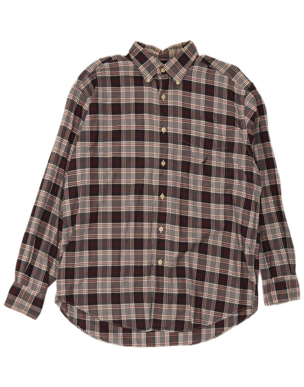 Nautica Camisa de corte regular para hombre de algodón a cuadros azul marino grande