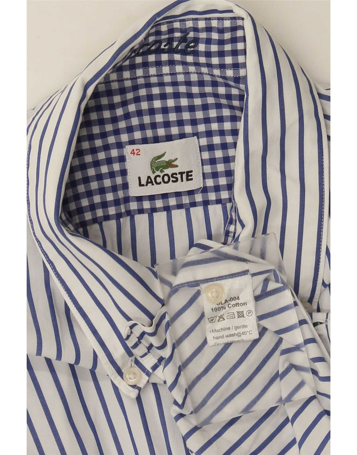 Camisa Lacoste para hombre talla 42 algodón a rayas blancas grandes