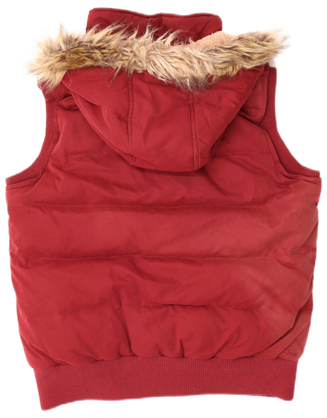 Chaleco acolchado con capucha para mujer Fat Face UK 44 Grande Poliéster rojo