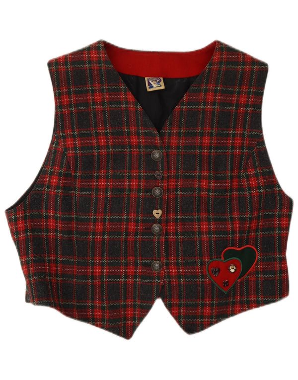 C&A Chaleco corto para mujer UK 46 Poliéster a cuadros rojos grandes