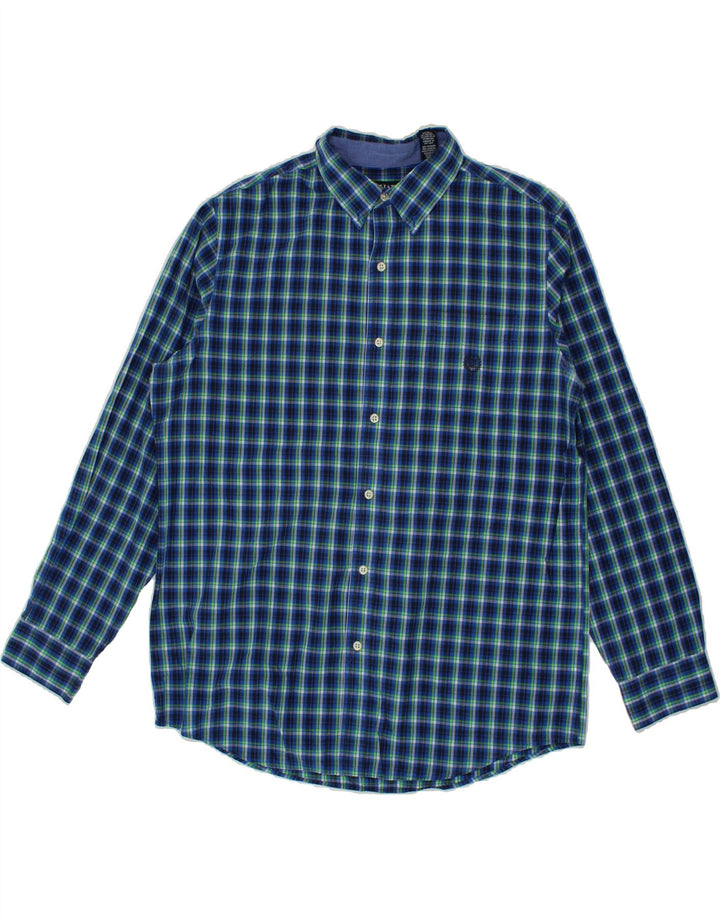 CHAPS Mens Easy Care Shirt Large Blue Check Cotton Vintage Chaps and Second-Hand Chaps from Messina Hembry 