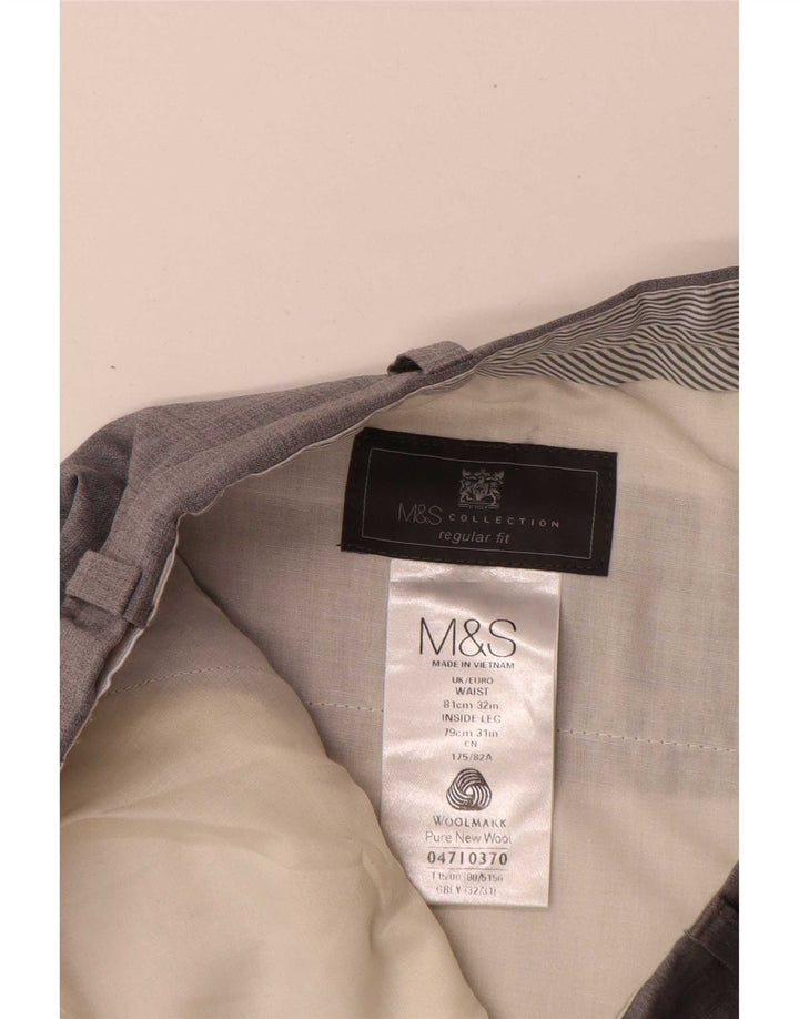 Marks & Spencer Pantalón de traje de corte regular para hombre W32 L31 Lana gris