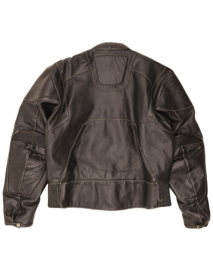 POLO Chaqueta de cuero para mujer UK 14 Medium Black Leather