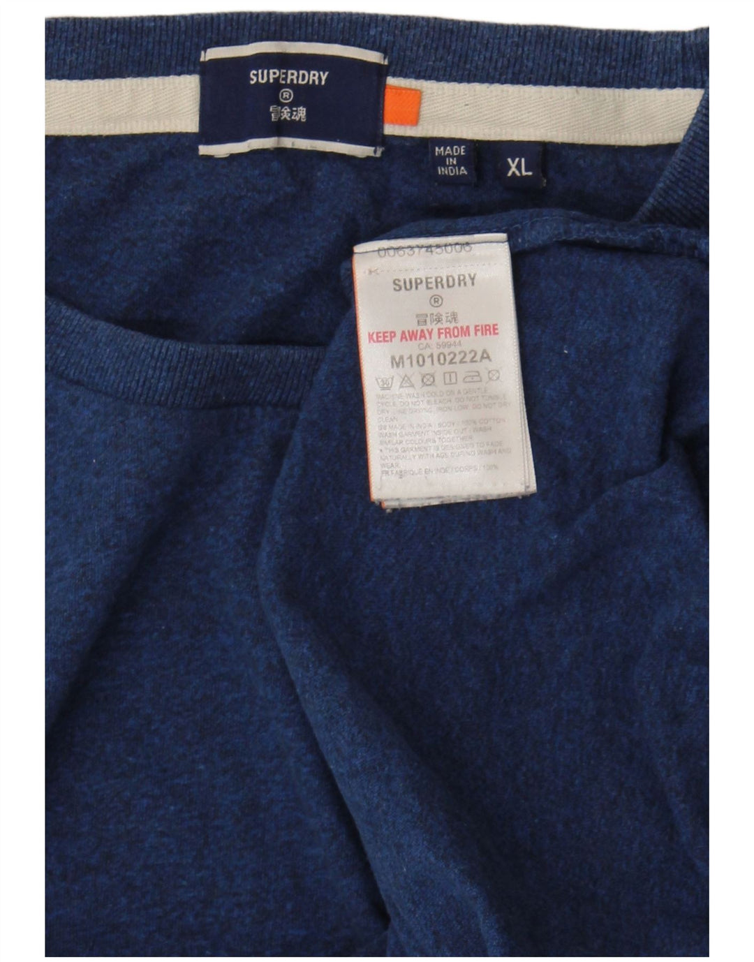 Superdry Hombre Camiseta Top XL Azul Marino Algodón