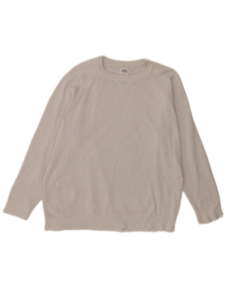 Zara Hombre Jersey De Cuello Redondo Jersey Grande Gris