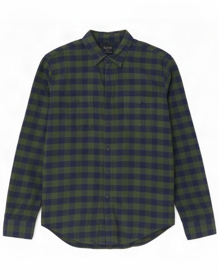 J. Crew Camisa de franela para hombre Algodón a cuadros verde grande