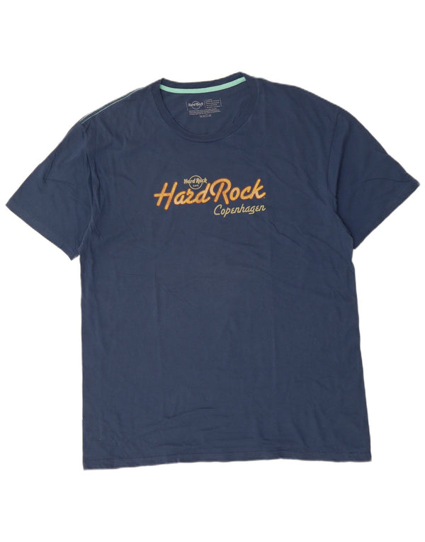 HARD ROCK CAFE Camiseta gráfica Copenhague para hombre Top XL Algodón azul