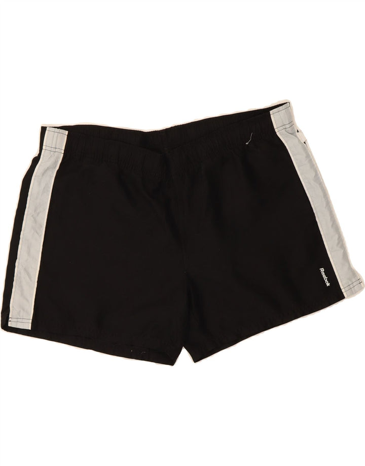 REEBOK Womens Sport Shorts UK 16 Large  Black Colourblock Polyester Vintage Reebok and Second-Hand Reebok from Messina Hembry 