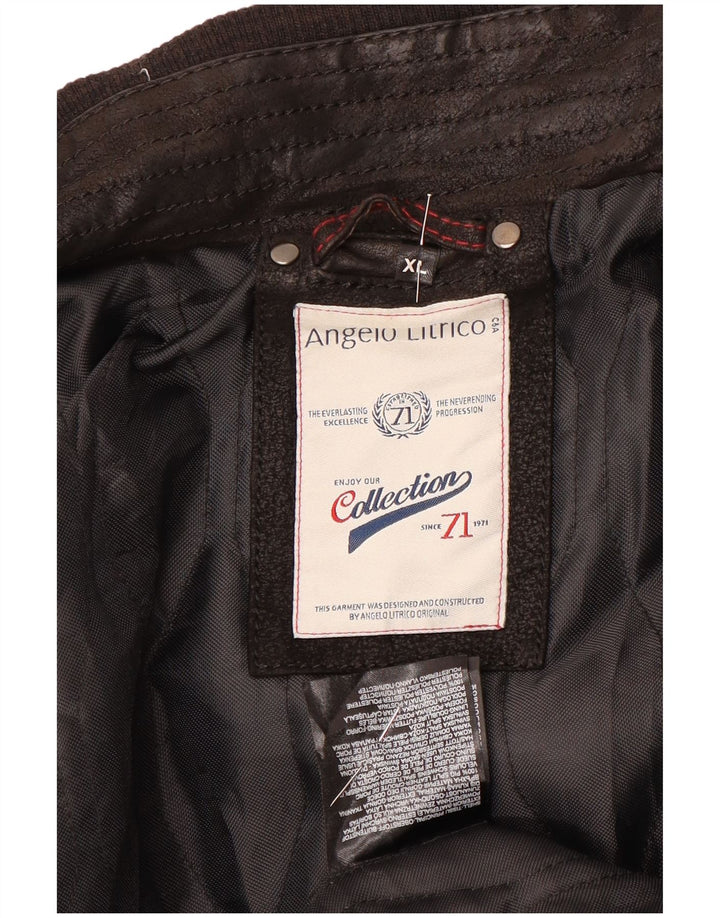Angelo Litrico Chaqueta de cuero para hombre UK 42 XL Cuero marrón