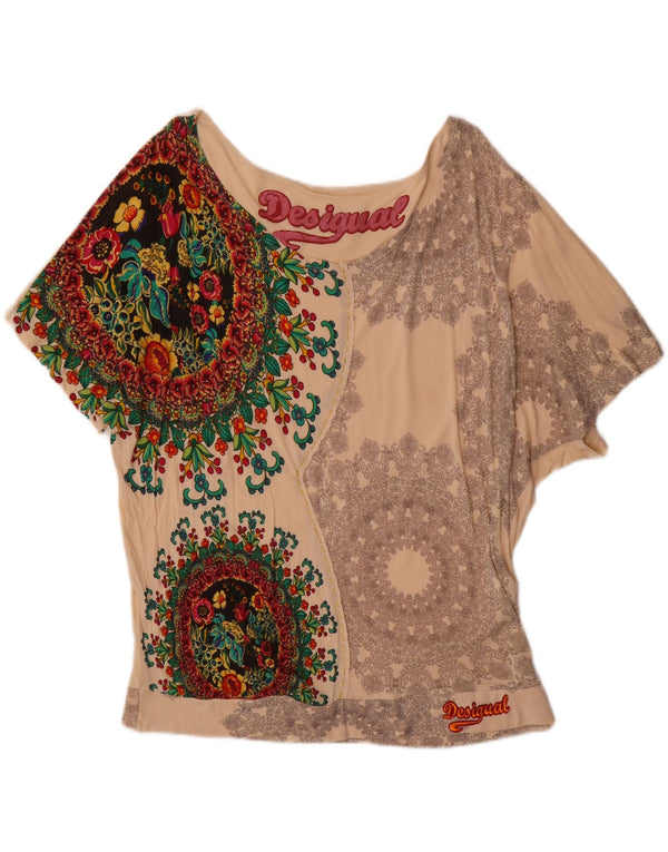 Desigual Blusa Batwing para Mujer Top UK 12 Medium Off White Floral