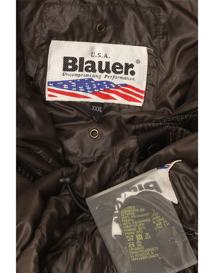 Blauer Chaqueta acolchada con capucha para hombre UK 46 3XL Marrón Poliamida