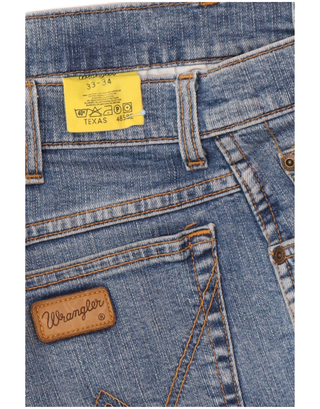WRANGLER Shorts vaqueros para hombre W33 Algodón azul medio